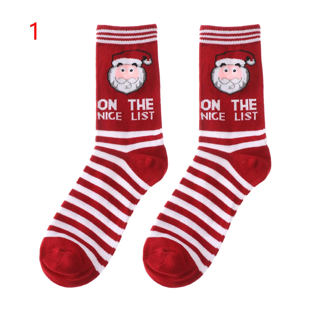 Осенне-зимние женские рождественские носки милые толстые носки с героями мультфильмов длинные хлопковые носки новогодний Санта Клаус Рождественский подарок с изображением снежного лося - Цвет: 1