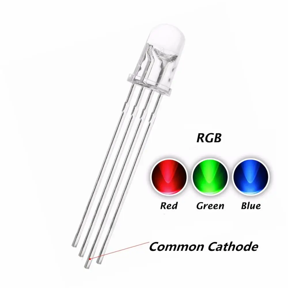 10 шт. 5 мм RGB светодиодный общий катод 4Pin Красный Зеленый Синий круглый