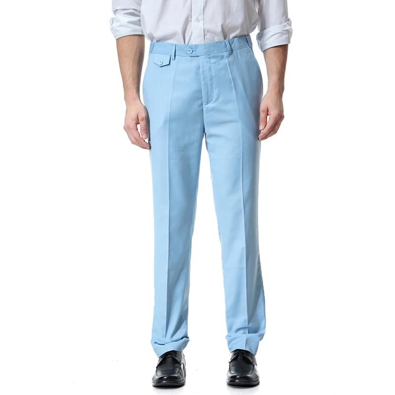 light blue Классические брендовые деловые формальные мужские брюки, облегающие мужские брюки, брюки для свадьбы, выпускного, модные мужские брюки, мужские брюки, 6XL - Цвет: light blue
