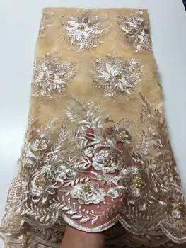 

Elegant evening dress cloth with beads French net lace fabr tulle mesh material QN139 (5yards/lot) multi color