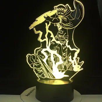

ONE PIECE Trafalgar D. Water Law Figure Led 3d Night Light Lamp Japanese Anime Nightlight for Child Bedroom Decor Lamp Bedside