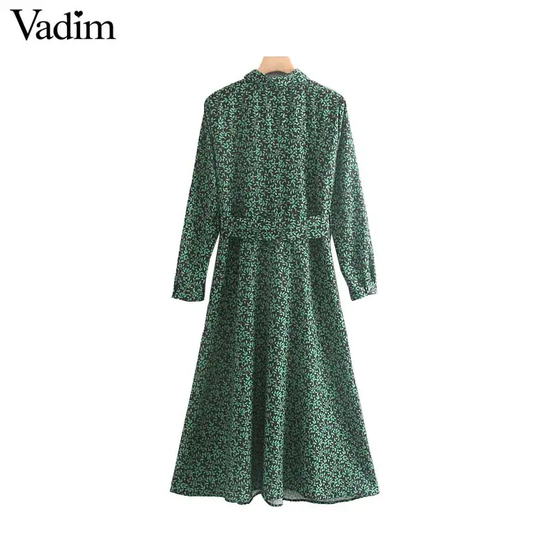 Vadim женское ретро платье миди с принтом пояса длинный рукав отложной воротник женские повседневные винтажные платья до середины икры vestidos QC696