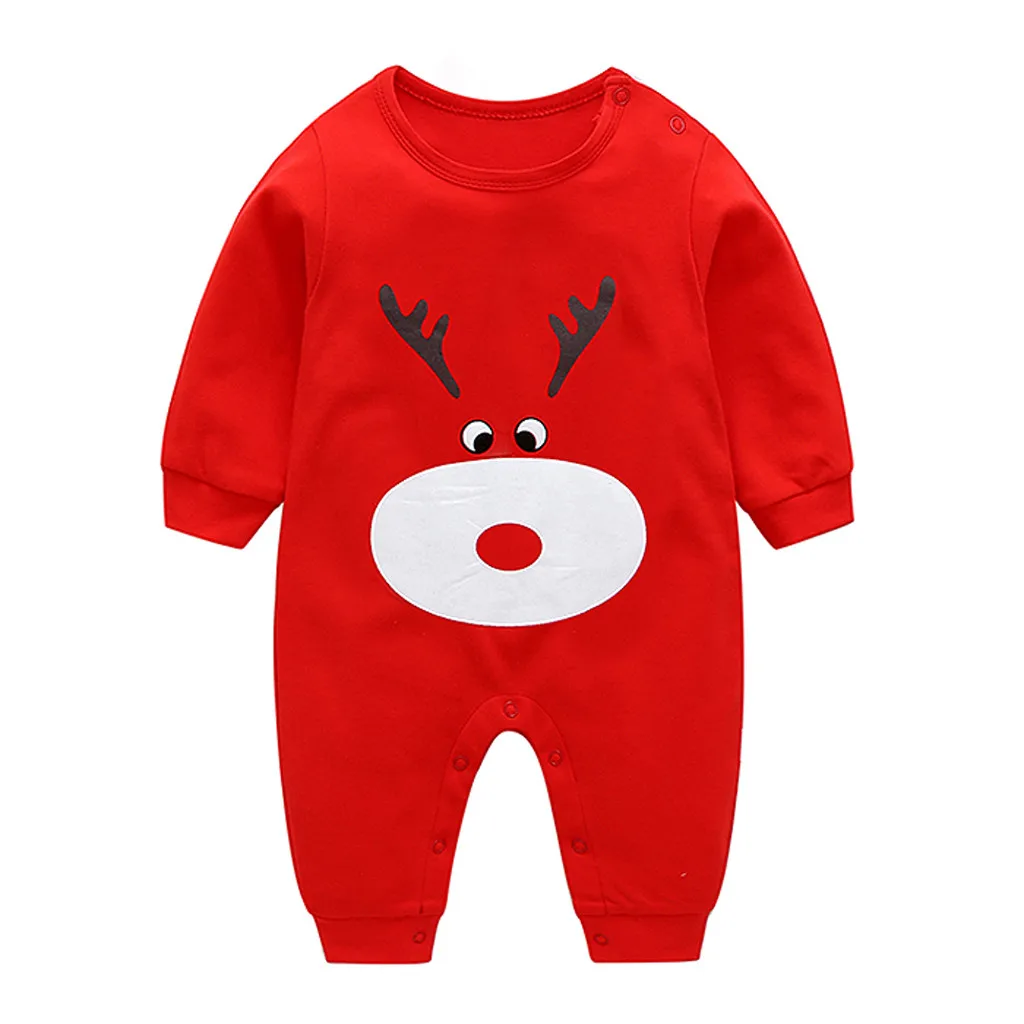 

Autumn Newborn Infant Baby Romper Casual Girl O-Neck Long Sleeve Cartoon Deer Romper Jumpsuit Clothes Outfits Costumes Pajamas
