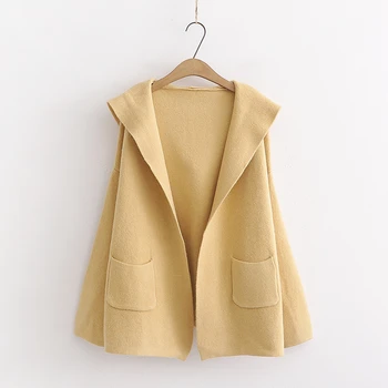 

H.SA Korean Style Women Long Cardigans Open Stitch Oversized Hooded Sweater Jacket Knit Coat Winter Clothes Female Cardigans