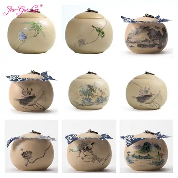 

JIA-GUI LUO Color Glaze Ceramic Tea Caddies Tieguanyin sealed cans Dried fruit Portable travel tea box D057