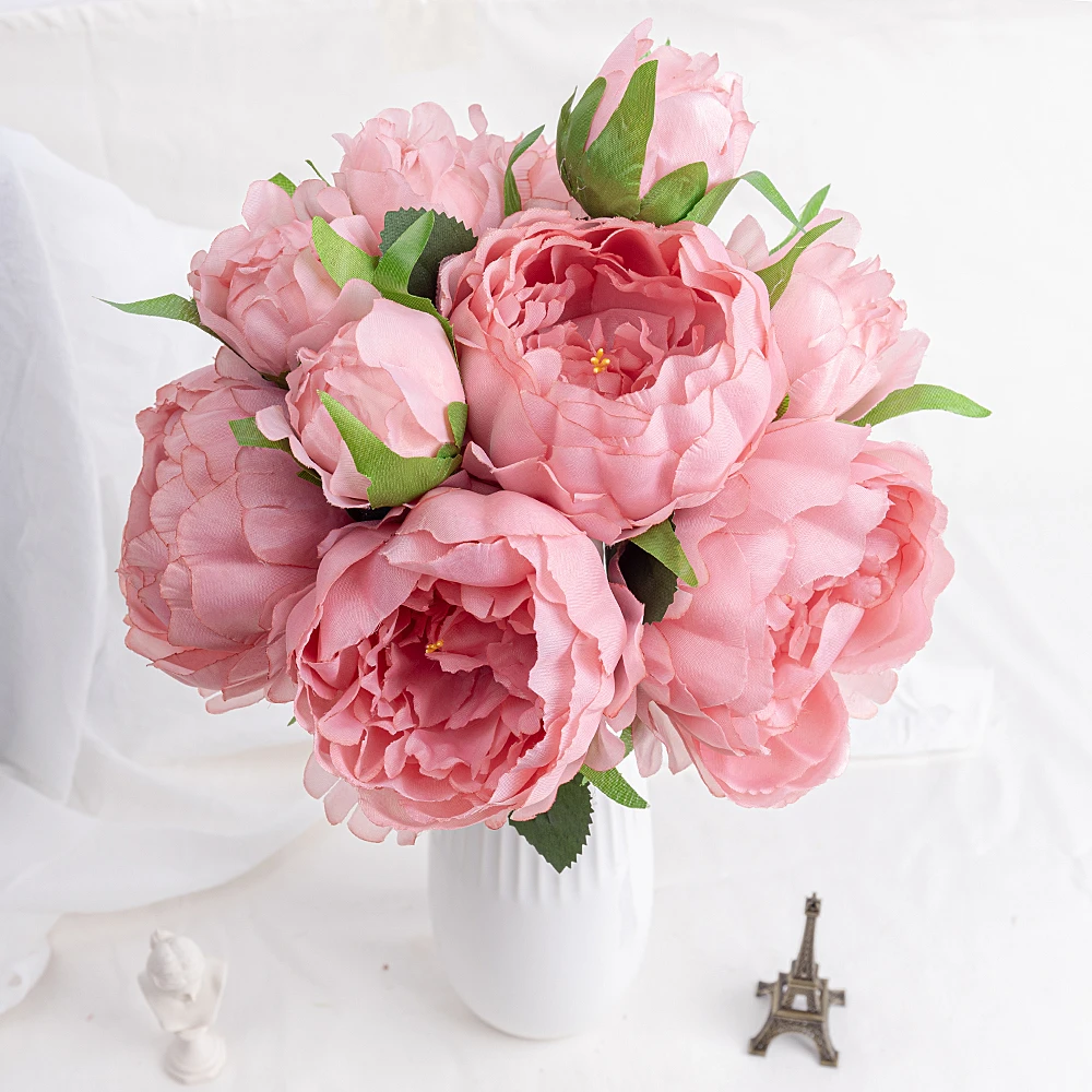 Ramo de flores artificiales de peonía, flores falsas bonitas de cabeza  grande blanca para Decoración de mesa de casa y fiesta de boda, Rosa|Flores  artificiales y secas| - AliExpress