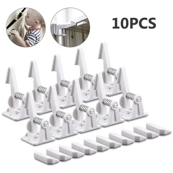 

10Pcs Child Safety Cabinet Locks Protection Of Children Locking Doors For Kids Safety Plastic Protection Drawers Kitchen Cabinet