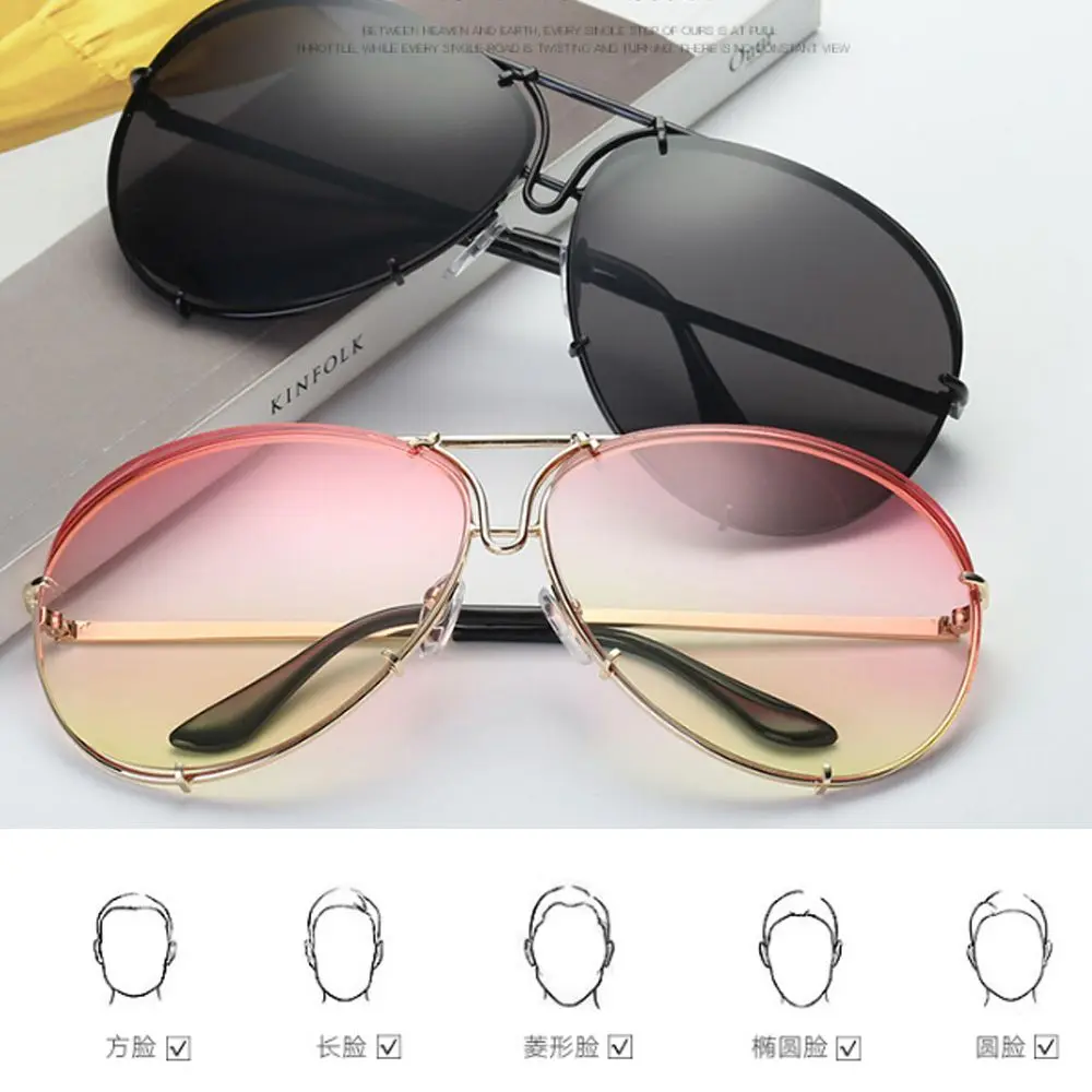 Fashion Oversized Cat Eye Sunglasses Women Sun Glasses Flat Top Big Female Eyewear Frame Driver Goggles Car Accessories | Автомобили и