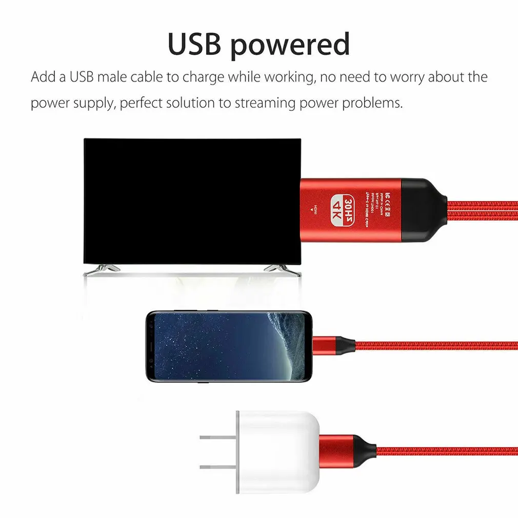 Для samsung Galaxy S10 S9 Note 9 type-C USB-C-HDMI HDTV 4K Кабель-адаптер type C-HDMI кабель красный