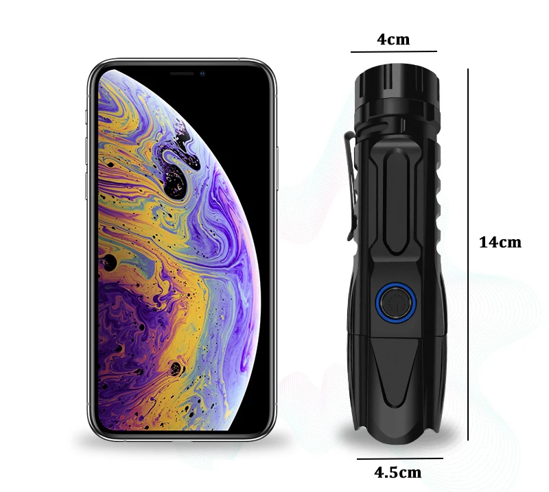 Самый мощный XHP90 светодиодный светильник-вспышка Многофункциональный USB вход и выход тактический фонарь Водонепроницаемый Zoom 5 Режим рыболовный светильник