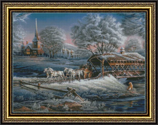 

Winters tale Outskirts Carriage Needlework Cross stitch Kits Top Quality 14CT Unprinted Embroidery Cross-Stitching DIY Handmade