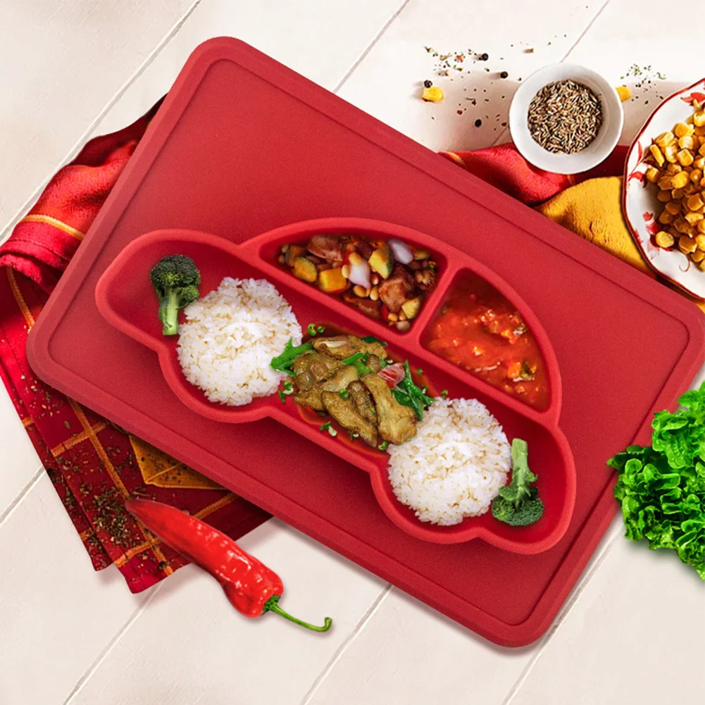 

Feeding Bowl Tray Car Model Non-slip Silicone Cute Food Strong Suction Mat Children Dishes Dining Plate Toddle Fruit One-Piece