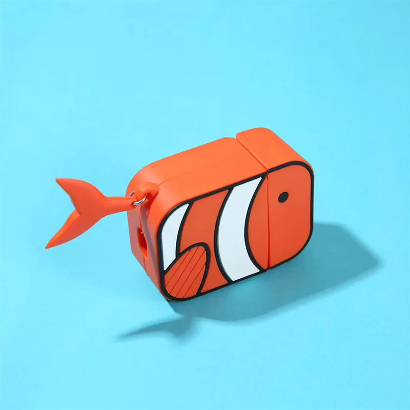 Red fish for 1 2 Милый силиконовый защитный чехол с 3D Китом для AirPods Pro 1/2 чехол для зарядки NC99 - Цвет: Red fish for 1 2
