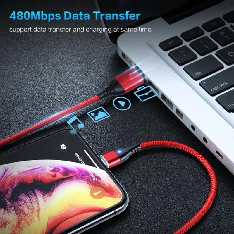 Магнитный usb-кабель KSTUCNE 3A для iPhone, кабель Micro USB type-C для быстрой зарядки, Магнитный зарядный кабель Micro usb для samsung Xiaomi