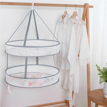 

Bra Drying Basket 2-layer Hanging Net Mesh Storage Basket Bag Hanging Cage White Sweater Underwear Bra Organizer Hanging Basket