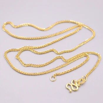 شراءجديد نقية 24K عقد ذهب أصفر المرأة الحظ القمح سلسلة 3.5-4g 16.5 بوصة 1.1mmW / 5G الحرفية
