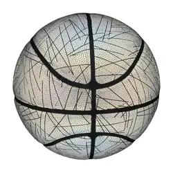 No.7 Holographic Basketball Reflective Basketball Fluorescent Night Luminous Basketball For Night Training Sports Indoor&Outdo