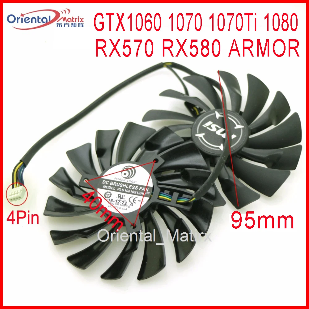 2 шт./лот PLD10010S12HH DC12V 0.40A 95 мм 4Pin для MSI GTX1060 1070 1070Ti 1080 RX570 RX580 Броня Графика карты вентилятор