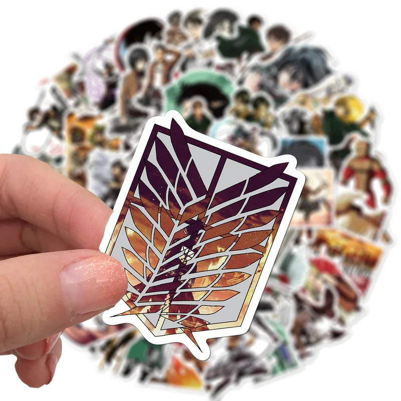 50/100PCS Attack on Titan Sticker Anime Icon Animal Stickers Gifts for Children to Laptop Suitcas Bicycle Car DIY PVC | Канцтовары для