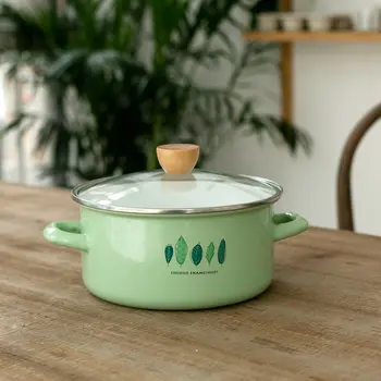 

New Enamel Milk Pot Soup Pot Thickened Flat Bottomed Induction Cooker Gas Cooker Children's Hot Milk Soup Cookware Set Hot Pot