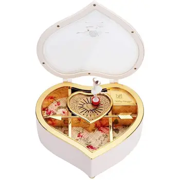 

Love Rotating Heart-shaped Dacing Ballerina Music Box Toy Romantic Valentine's Day Present Carousel Hand Crank Music Box