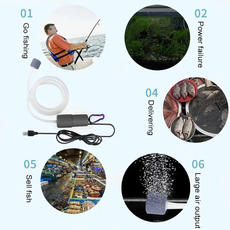 20W Aquarium Air Pump Solar Powered Oxygenator Fish Tank Oxygen Pump USB Charging Pond Water Monocrystalline Silicon