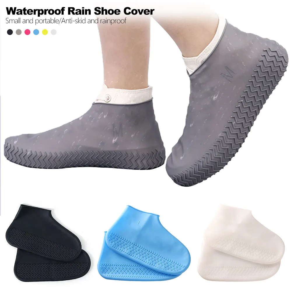 Unisex Rain Shoes Anti-Slip Reusable Waterproof Protector Silicone shoe cover US 