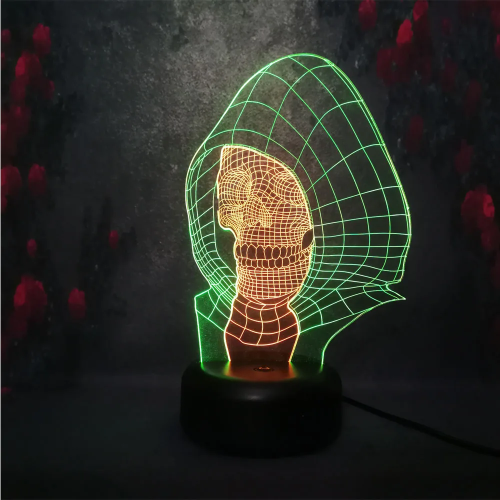 Детский подарок на Хэллоуин светодиодная 3d-лампа с креативным черепом ужаса