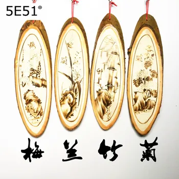 

Handmade Wall Hangers Poplar Wood Pyrography Landscape Painting Retro Pastoral Style Home Wall Decor Size Around 30*12*1.2CM