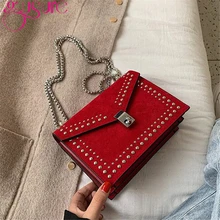 Gusure, bolso cruzado con cierre de remache Vintage, bolso de hombro con cadena de viaje para mujer, 2020, Mini bolsos de lujo, bolsos con solapa de cuero