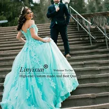 Кружевное Пышное Платье, бальное платье, фатиновое платье для выпускного вечера, красивое 16 платье, милое платье с коротким шлейфом, vestidos de 15 anos