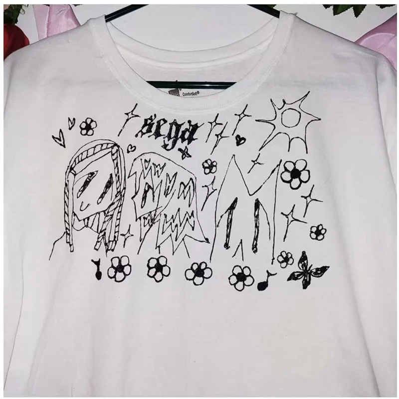 Эстетическая рубашка y2k Harajuku Kawaii в готическом стиле панк Темная футболка уличная