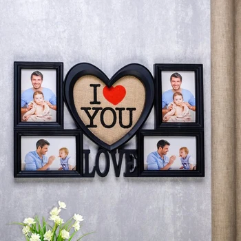 

Photo frame plastic for 4 photos 10x15 cm "Love in my heart" black 31.5x50.5 cm 2985498