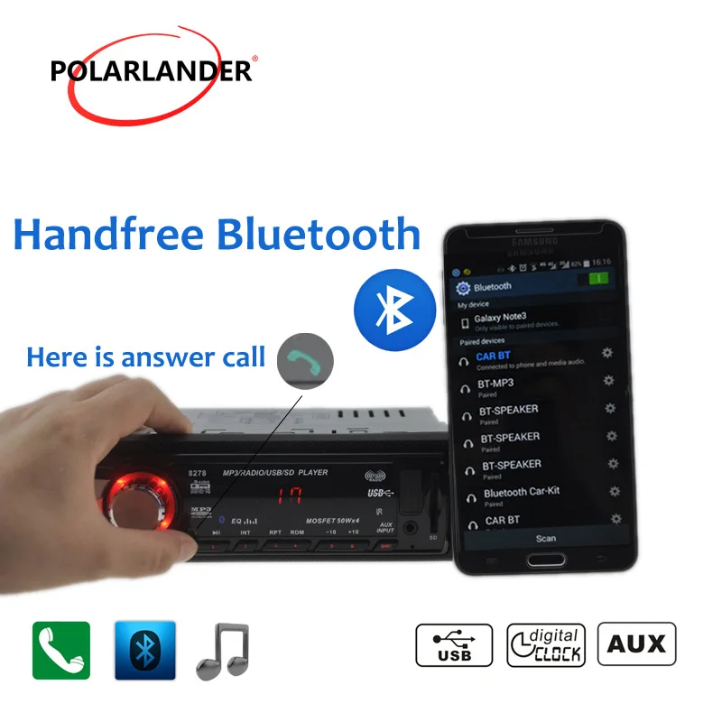 Автомобильная магнитола стерео система с bluetooth MP3 FM USB Типоразмер 1 Din 12 В|car radio