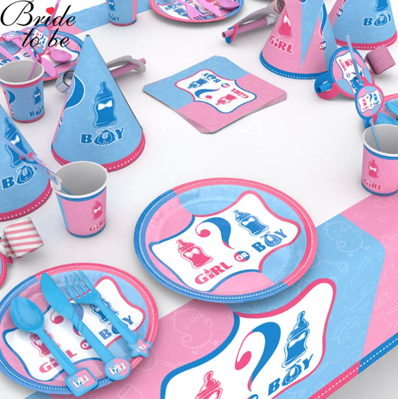 С надписью "Bride To Be" Пол раскрыть посуда для мальчика или девочки Baby Shower вечерние набор одноразовой посуды аксессуары Дети Свадебный