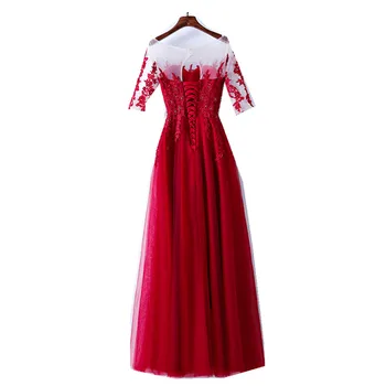 

2020 Elegant Appliques Lace Fashion Long Dress Simple burgundy dress wedding Party Dresses robe de soiree