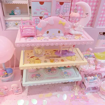 

Cartoon My Melody Pudding Dog Little Twin Stars Shelf Cute Action Figure Cosmetic Bags Folding Storage Rack Bag Makeup Organizer