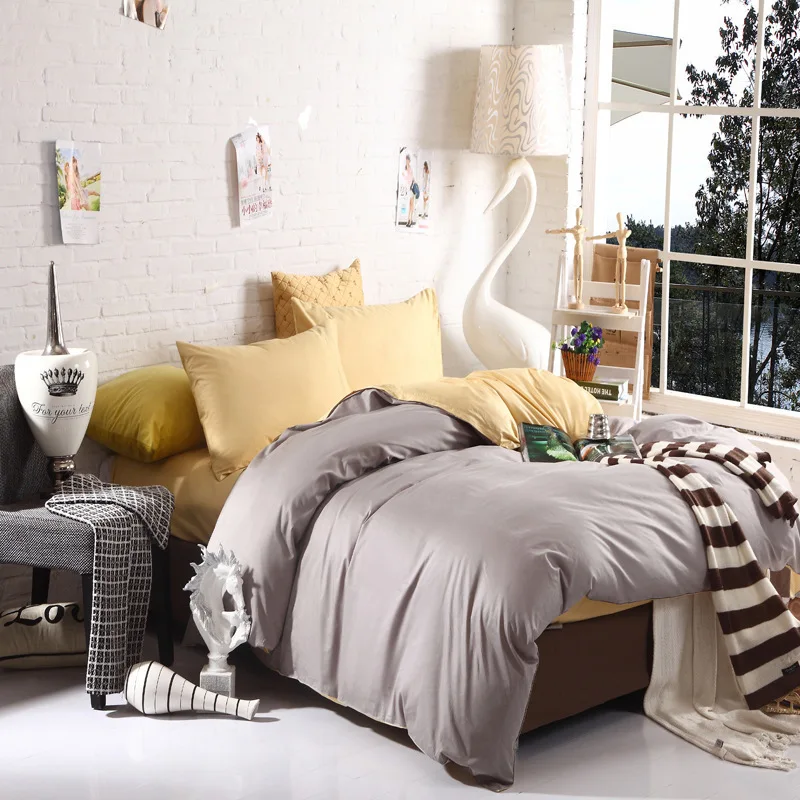 

100%Pure Cotton Bedding Set FreeShipping 4pcs Set Bedding Article Solid Color Double King Queen Size Bedsheet Pillowcase Hotsale