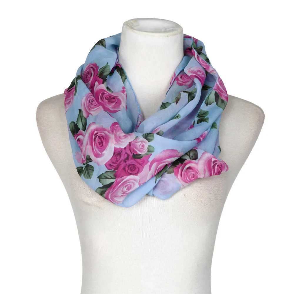 Женский цветочный принт Ретро шейный Шелковый сатиновый шарф тонкие шали шаль в винтажном стиле модная роза цветок мягкий двусторонний шарф