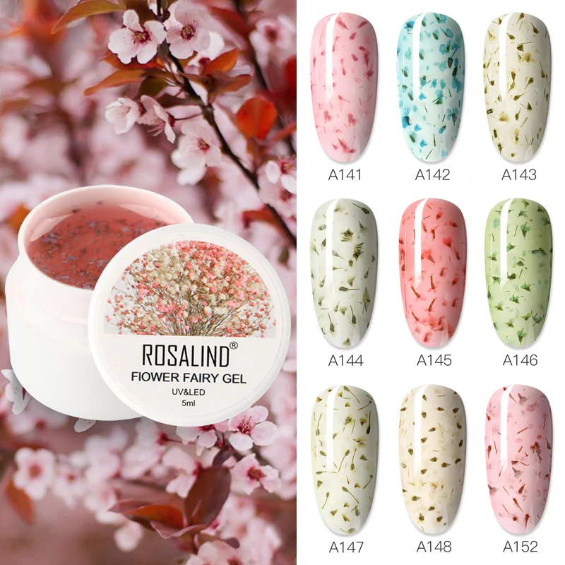 

ROSALIND Gel Nail Polish Flower Fairy DIY Dried Flower Natural Semi Permanent UV Gel Soak Off Nail Art Design Hybrid Varnish 5ML