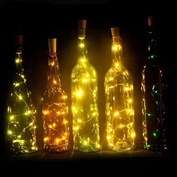 

Battery Powered Garland Wine Bottle Lights with Cork 1M/2M LED Copper Wire Colorful Fairy Lights String for Party Wedding Decor