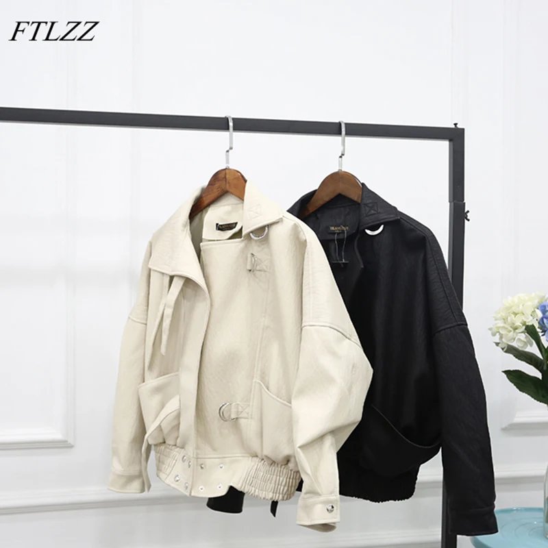 Куртка FTLZZ из искусственной кожи женская Уличная Повседневная Свободная