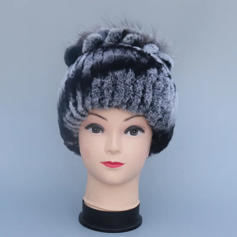 TopFurMall) Оригинальные меховые шляпки из меха кролика рекс Топ зимние шапки модные защитные головные уборы LF9102 - Цвет: As picture
