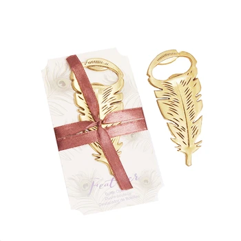 

Feather shaped bottle opener zinc alloy vintage gold key ring beer bottle opener unique creative gift bottle opener