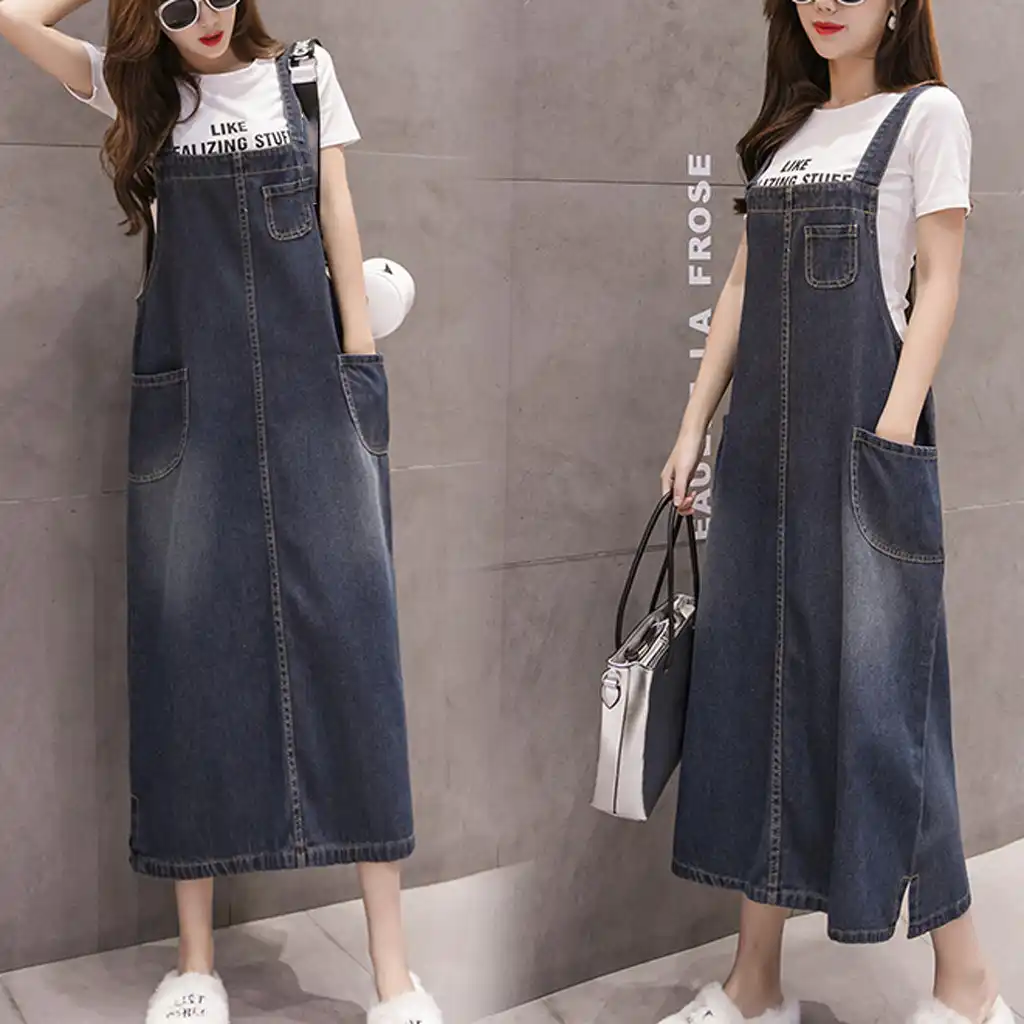 Femmes Robes En Jean Ample Fronde Denim Jupe Salopette Robe Globale Jean Longue Pinabefore Decontracte Denim Fete Longue Robe 2020 Aliexpress