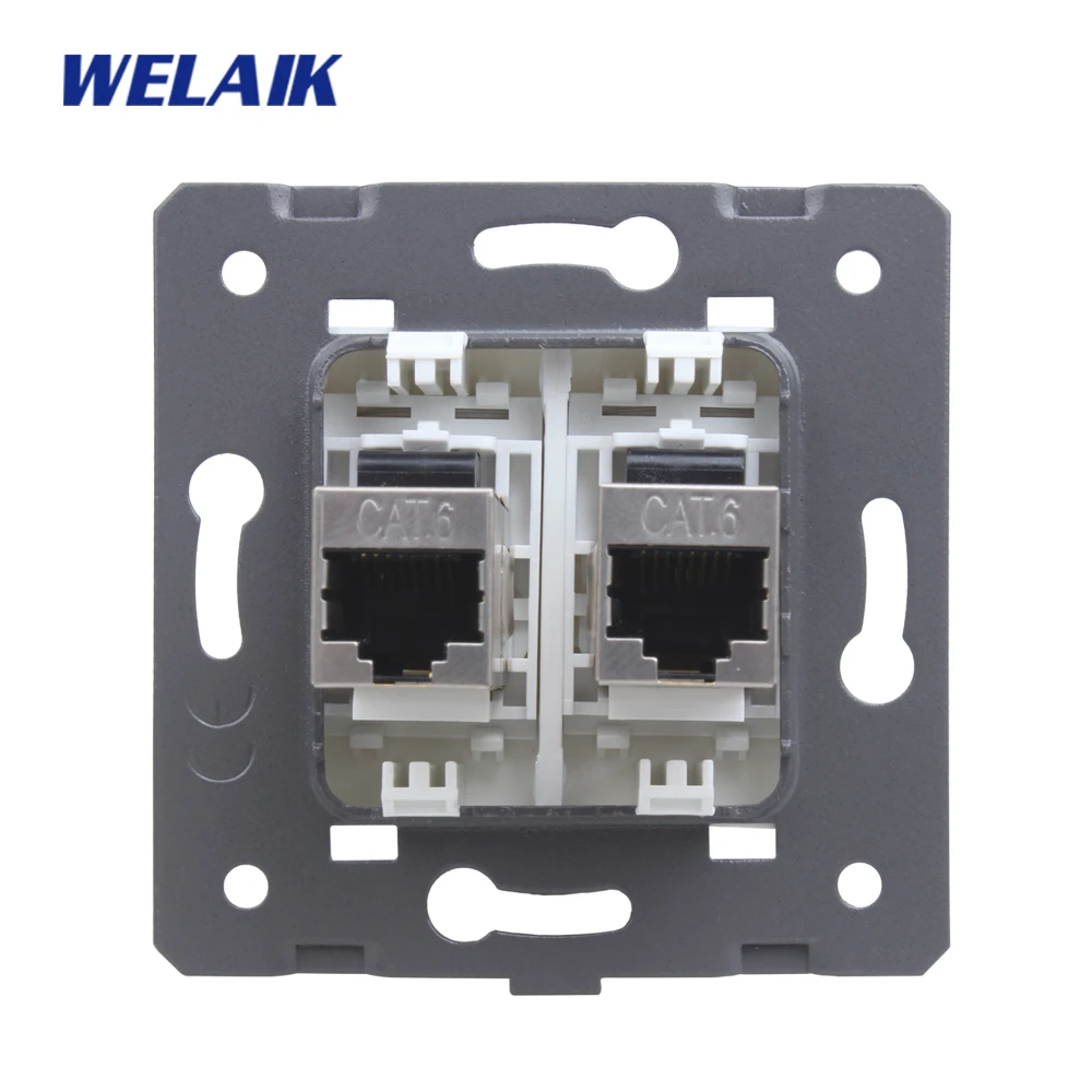 WELAIK стандарт ЕС 2* Gigabit CAT6A 2Way экранированный-компьютер RJ45 разъем diy части-стена без-стекло-панель A82LTW