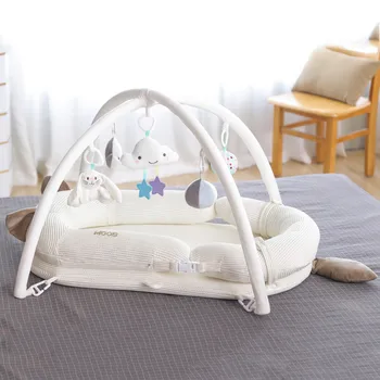 

Newborn Sleeping Cartoon Cradle Portable Crib Multifunctional Travel Crib With Bumper Newborn Mattress