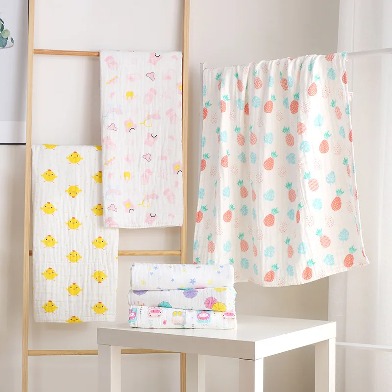 

6-Layer High Density Gauze Pure Cotton Children's Quilt Infants Gauze Bath Towel Pleated Baby Towel Blanket