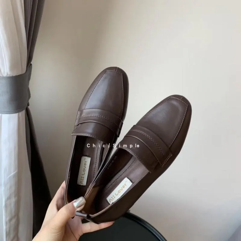 

Round Toe Casual Woman Platform Shoes Soft Oxfords Women's Shallow Mouth Leather Nurse New Basic Leisure Fabric Rubber Slip-On