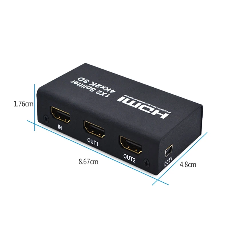 HDMI 1x2 сплиттер поддержка 4K x 2 K, 3D HDMI один-в и два-выход сплиттер EU plug
